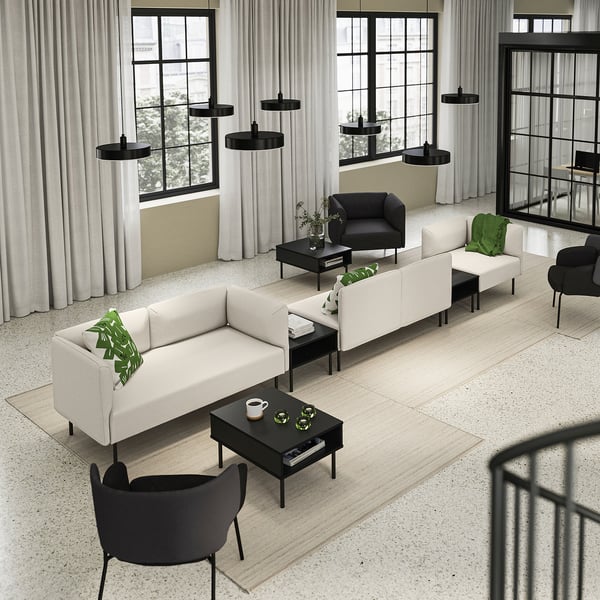 LILLEHEM 5-seat modular sofa with side table, Vissle/beige metal, 472x73x76 cm