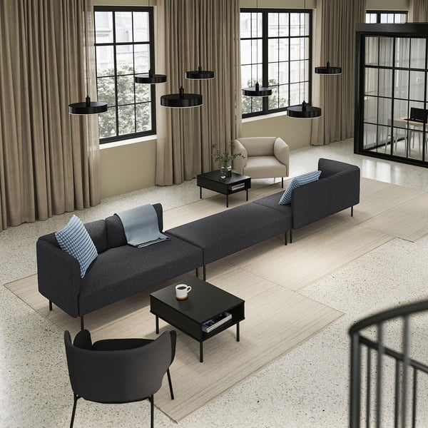 LILLEHEM 6-seat modular sofa, Gunnared/dark grey metal, 440x73x80 cm