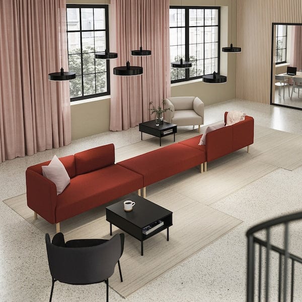 Ikea LILLEHEM - 6 seater sectional sofa, Gunnared/brown-red wood