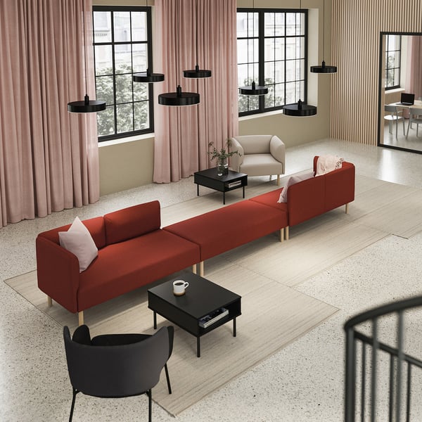 LILLEHEM 6-seat modular sofa, Gunnared/brown-red wood, 440x73x80 cm