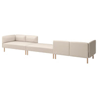 LILLEHEM 6-seat modular sofa, Vissle/beige wood, 440x73x80 cm