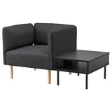 LILLEHEM armchair with side table, Gunnared dark grey/wood, 80x73x76 cm