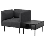 LILLEHEM armchair with side table, Gunnared dark grey/metal, 80x73x76 cm