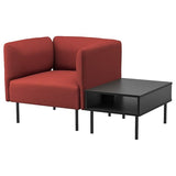 LILLEHEM armchair with side table, Gunnared brown-red/metal, 80x73x76 cm