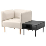 LILLEHEM armchair with side table, Vissle beige/wood, 80x73x76 cm