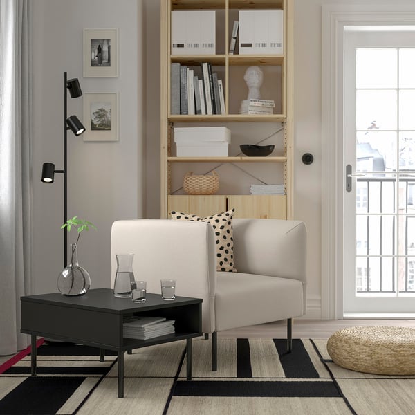 LILLEHEM armchair with side table, Vissle beige/metal, 70x50 cm