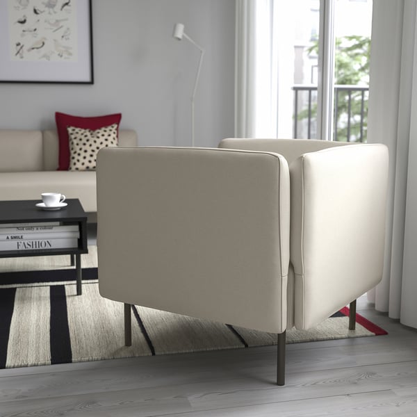 LILLEHEM armchair, Vissle/beige metal, 80x73x76 cm