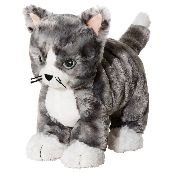 LILLEPLUTT soft toy, cat grey/white