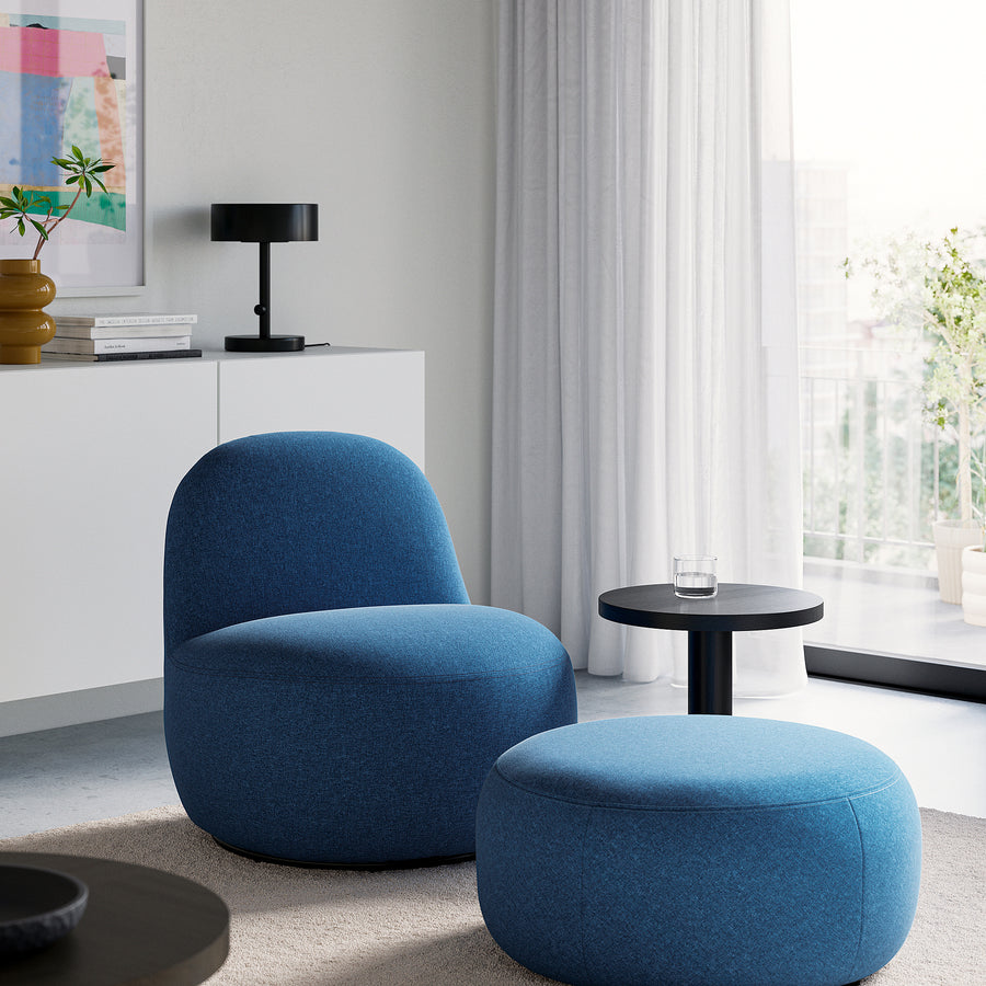 LILLESÄTER swivel easy chair, Gunnared dark blue, 70x71x79 cm
