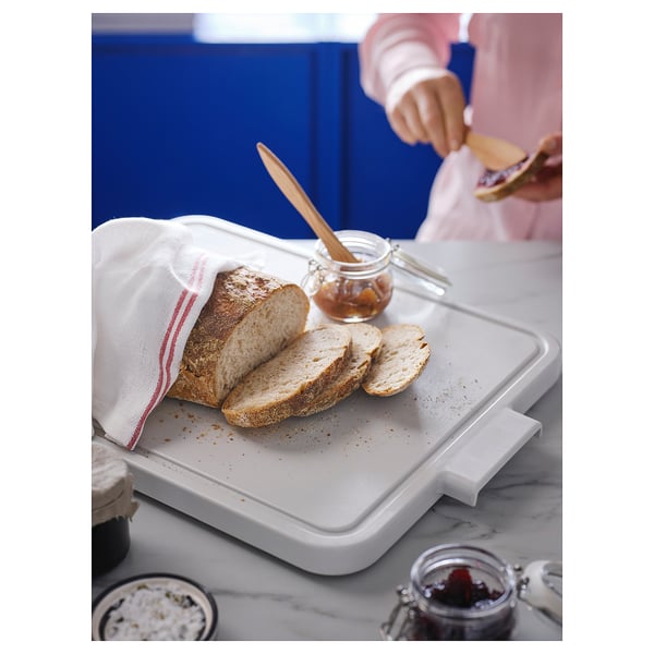 LILLHAVET chopping board, light grey, 49x35 cm