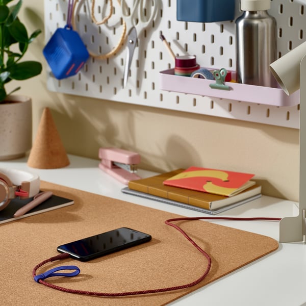 LILLHULT USB-A to lightning, dark red-brown, 1.5 m