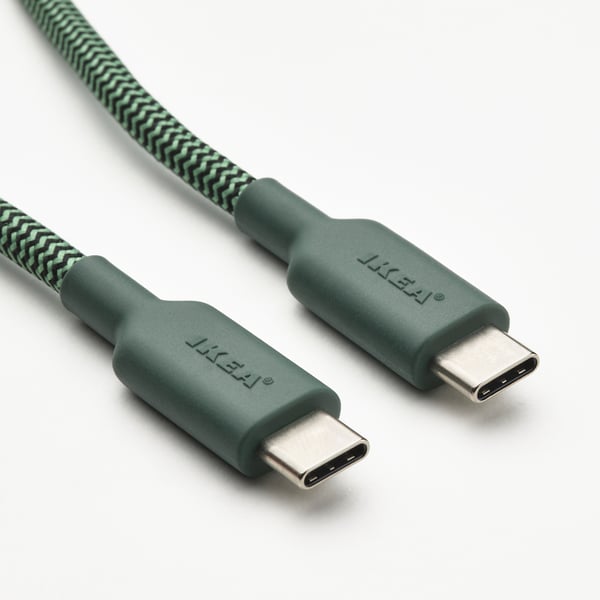 LILLHULT USB-C to USB-C, deep green, 60 W/1.5 m