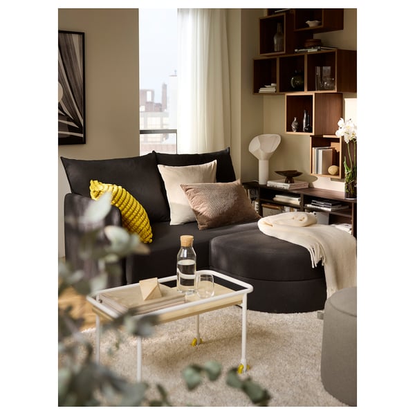 LINDÅKRA 2-seat sofa-bed, Vissle dark grey, 200x206 cm