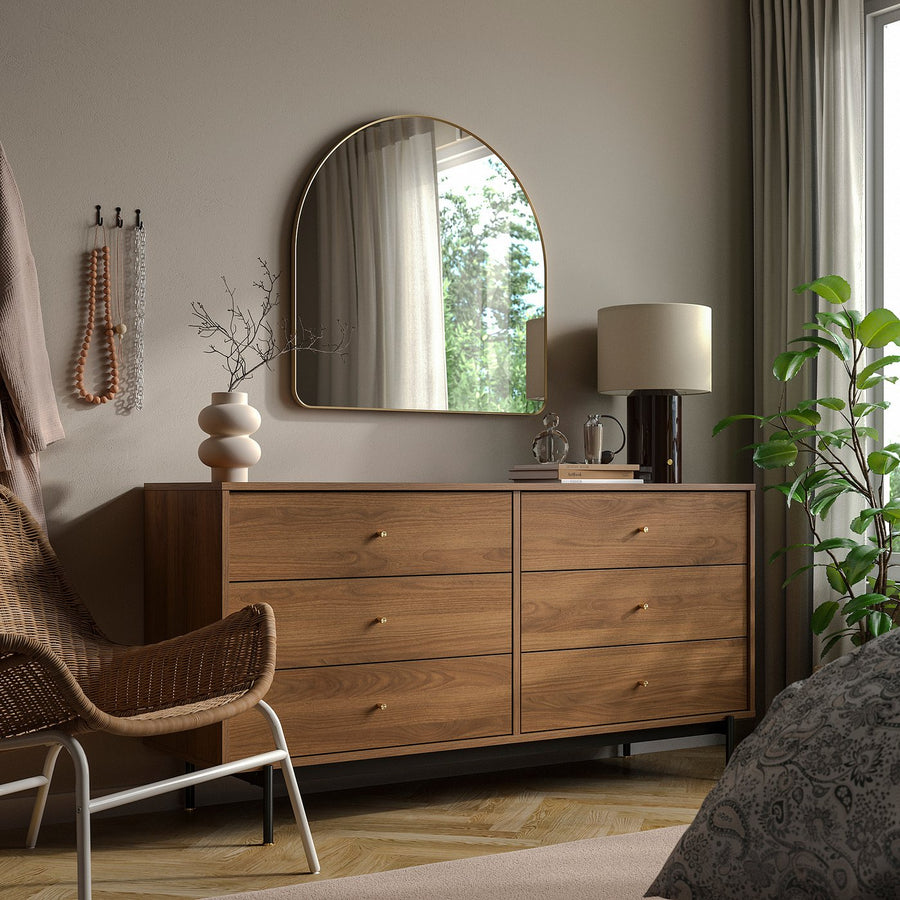 LINDBYN mirror, gold-colour, 80x80 cm