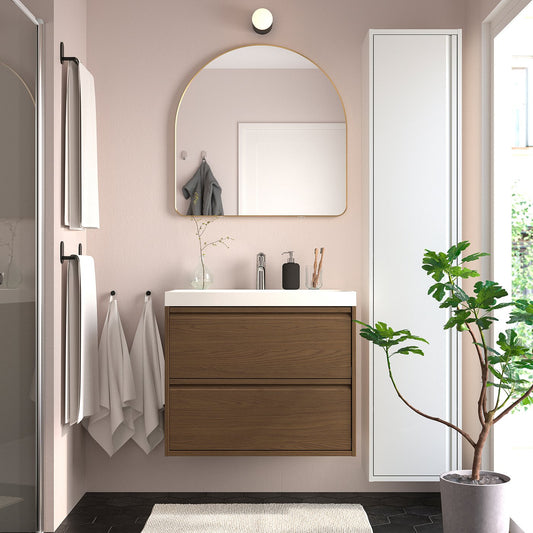 LINDBYN mirror, gold-colour, 80x80 cm