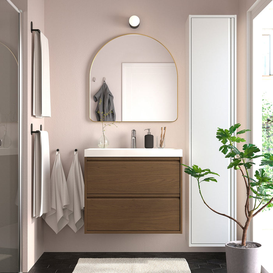 LINDBYN mirror, gold-colour, 80x80 cm