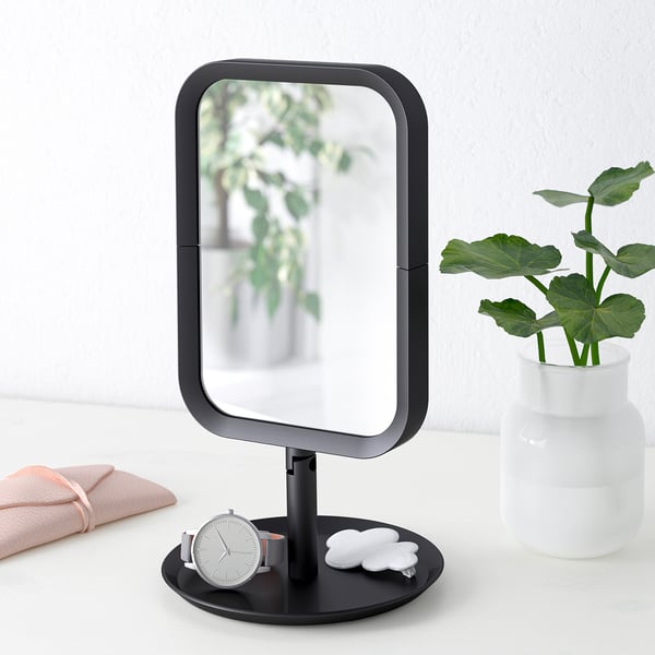 LINDBYN table mirror, black, 14x27 cm