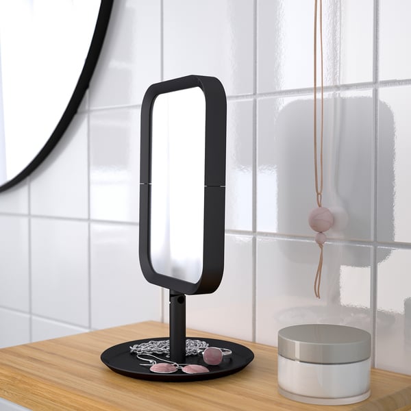 LINDBYN table mirror, black, 14x27 cm