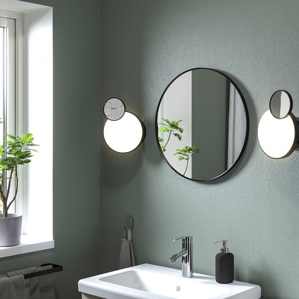 LINDBYN mirror, black, 50 cm