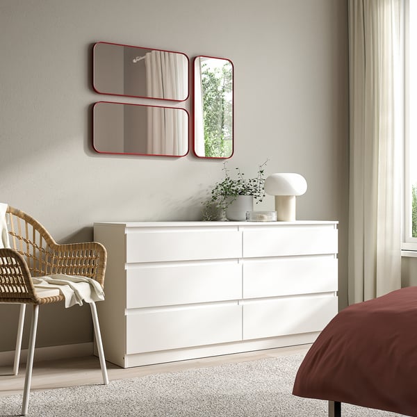 LINDBYN mirror, red, 28x60 cm