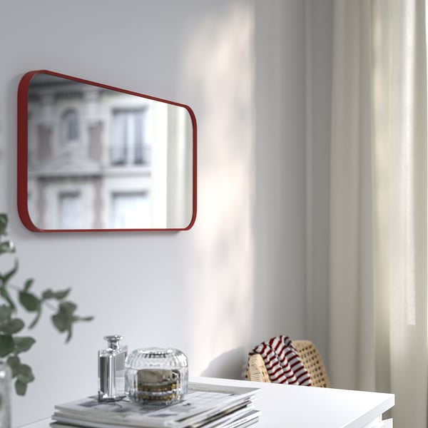 LINDBYN mirror, red, 28x60 cm