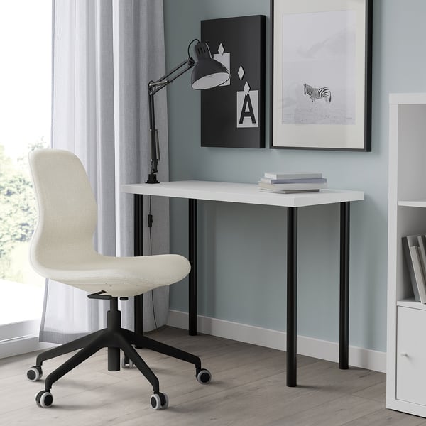 LINNMON / ADILS table, white/black, 100x45 cm