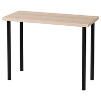 LINNMON / ADILS table, white stained oak effect/black, 100x45 cm