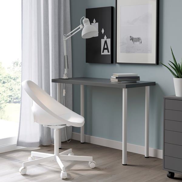 LINNMON / ADILS table, dark grey/white, 100x45 cm