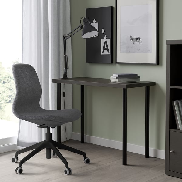 LINNMON / ADILS table, black-brown/black, 100x45 cm
