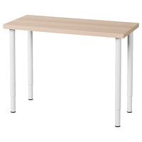 LINNMON / OLOV desk, white stained oak effect/white, 100x45 cm