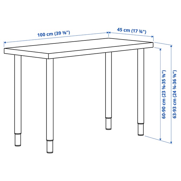 LINNMON / OLOV desk, dark grey/white, 100x45 cm