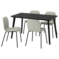 LISABO / KARLPETTER - Table and 4 chairs, black/Gunnared light green black,140x78 cm