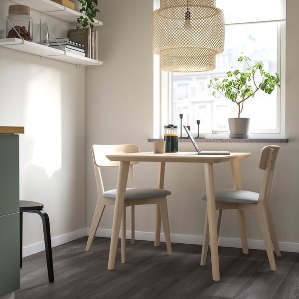 LISABO / LISABO table and 2 chairs, ash/Tallmyra white/black, 88x78 cm