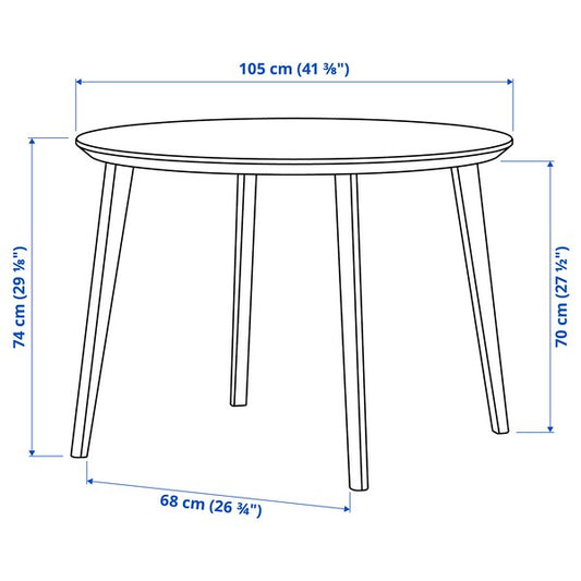 LISABO / LYCKAN table and 4 chairs, ash veneer/yellow birch veneer, 105 cm
