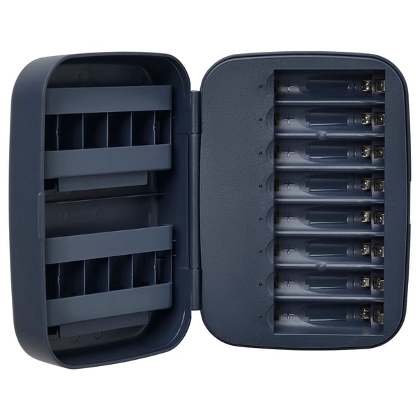 LITOSFÄR battery charger with storage, dark blue, 11.0x5.5 cm