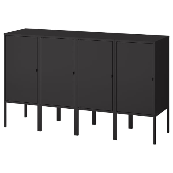 LIXHULT storage combination, anthracite, 140x35x82 cm