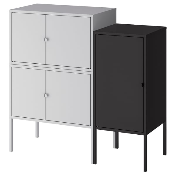 LIXHULT cabinet combination, grey/anthracite, 95x35x92 cm