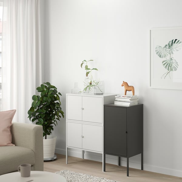 LIXHULT cabinet combination, grey/anthracite, 95x35x92 cm