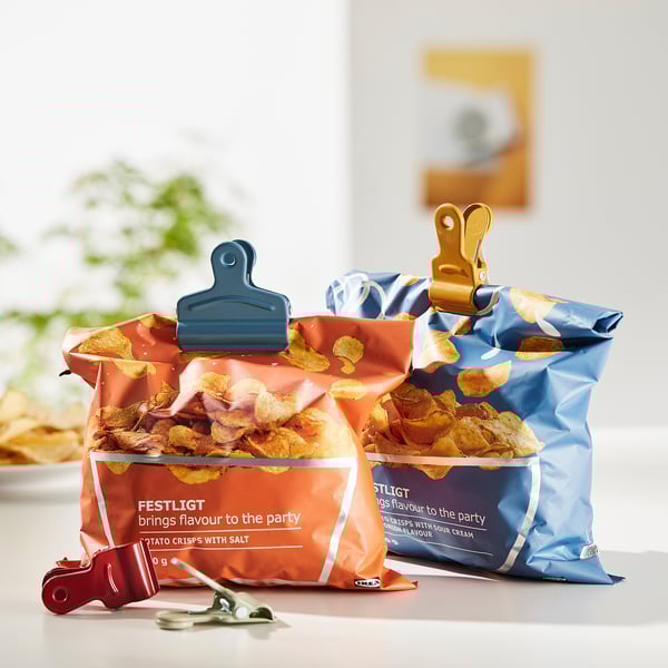 LJUNGJORDFLY sealing clip, set of 6, multicolour