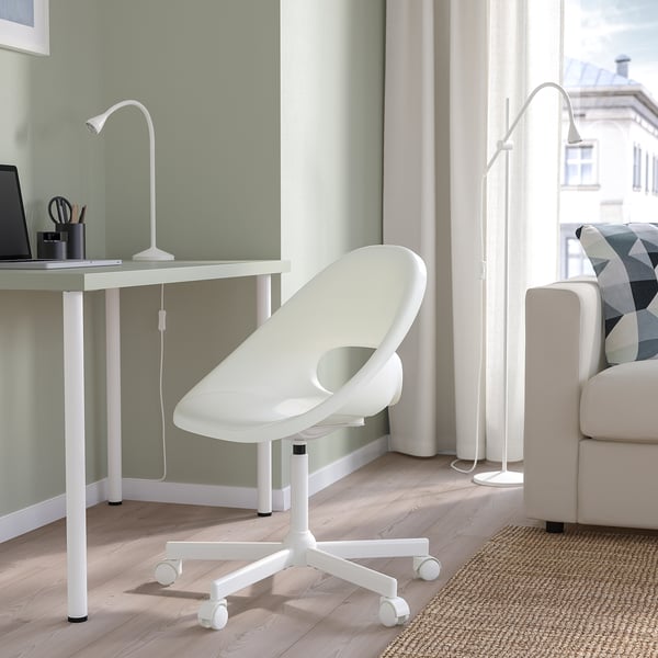 LOBERGET / MALSKÄR swivel chair, white, 40x90x67 cm