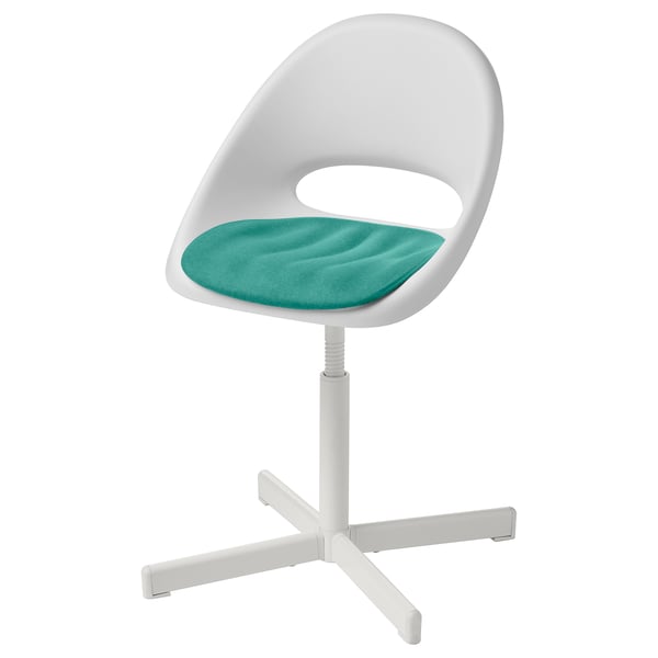 LOBERGET / SIBBEN children’s desk chair with pad, white/turquoise, 31x75x56 cm