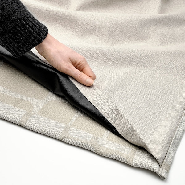 LÖNNSTÄVMAL block-out curtains, 1 pair, beige/with heading tape, 145x300 cm