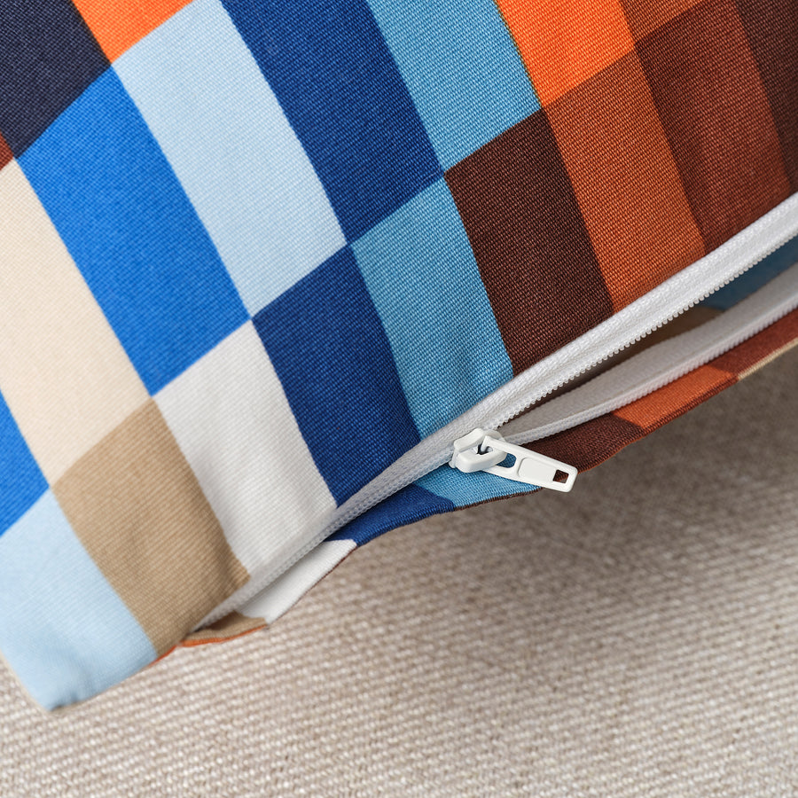 LÖVNATURSKOG cushion cover, brown/blue, 50x50 cm