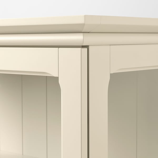 LOMMARP cabinet with glass doors, light beige, 86x199 cm