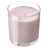 LOTSFÅGEL scented candle in glass, Pink flowers pale pink, 40 hr