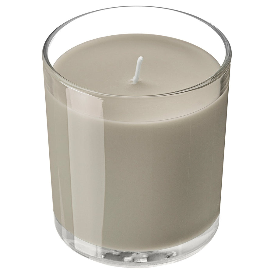 LOTSFÅGEL scented candle in glass, Sandalwood & patchouli brown, 40 hr