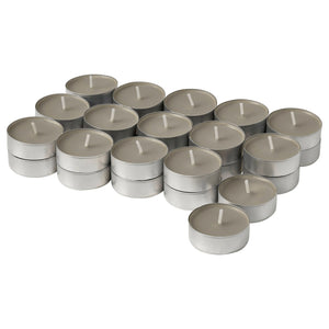 LOTSFÅGEL scented tealight, Sandalwood & patchouli brown, 3.5 hr, 30 pack