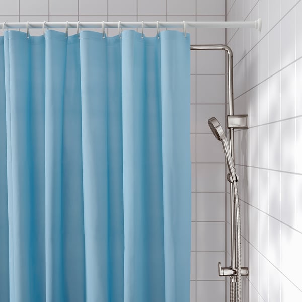 LUDDHAGTORN shower curtain, blue, 180x200 cm
