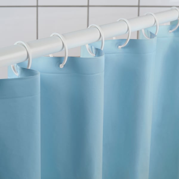 LUDDHAGTORN shower curtain, blue, 180x200 cm