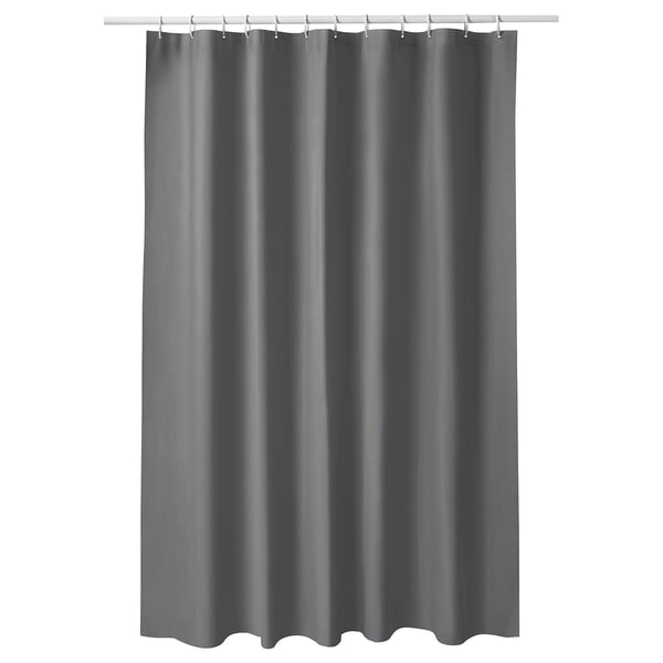 LUDDHAGTORN shower curtain, grey, 180x200 cm